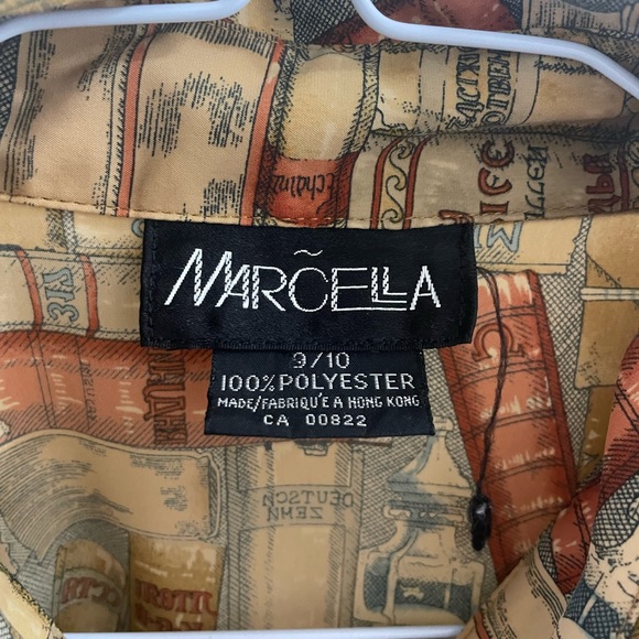 Book patterned button up by Marcella, Mens large - Picture 2 of 3